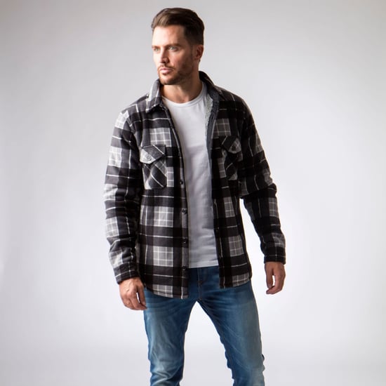 Gesteppte karierte Winterjacke für Männer | Wärmehalter | Langarm-Karohemd | Karomuster - Hunter / Schwarz - Image 3