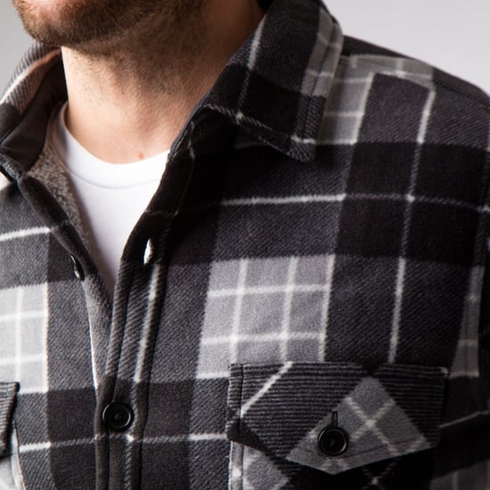 Gesteppte karierte Winterjacke für Männer | Wärmehalter | Langarm-Karohemd | Karomuster - Hunter / Schwarz - Image 5