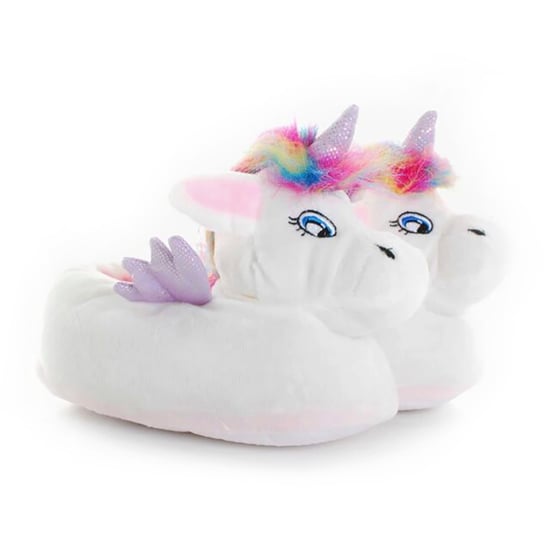 Kinder Einhorn Plüsch Hausschuhe mit Regenbogen Haar | Geschenk für Sie - Weiß - Image 3