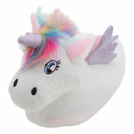 Kinder Einhorn Plüsch Hausschuhe mit Regenbogen Haar | Geschenk für Sie - Weiß - Image 4