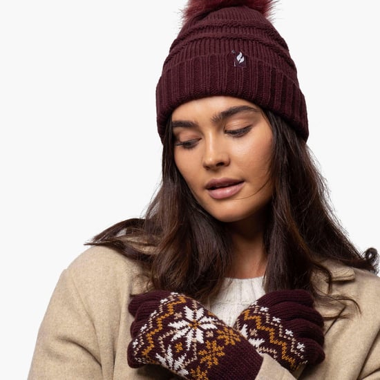 Damen Winter Pelz Beanie Mütze | Wärmehalter | Zickzack gemusterte Pom Pom Hut | Womens Thermal Cuff Bobble Hat - Creme - Image 5