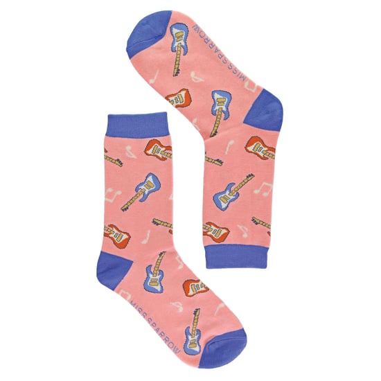 Miss Sparrow - Womens Novelty Gitarre Bambus Socken - Gitarre (Rosa) - Image 3