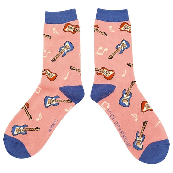 Miss Sparrow - Womens Novelty Gitarre Bambus Socken - Gitarre (Rosa) - Image 4