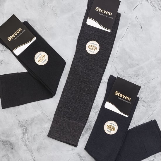Herren Kniestrümpfe aus Merinowolle | Steven | Winter Long Boot Socks - Navy - Image 3