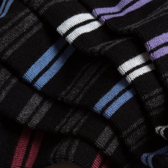 10 Paar Herren Bambus-Trainersocken | Farah | Gestreifte gepolsterte Knöchelsocken - Schwarzer Streifen - Image 4