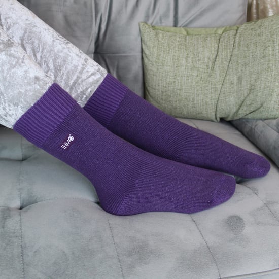Kinder Thermosocken für den Winter | THMO | Warme flauschige Fleece-Innensocken für Jungen & Mädchen - Lila - Image 5