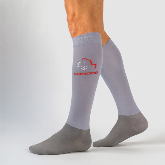 COMODO - Femme Chaussettes Equitation | Chaussettes Hautes Longues pour Eté - Gris Clair - Image 3