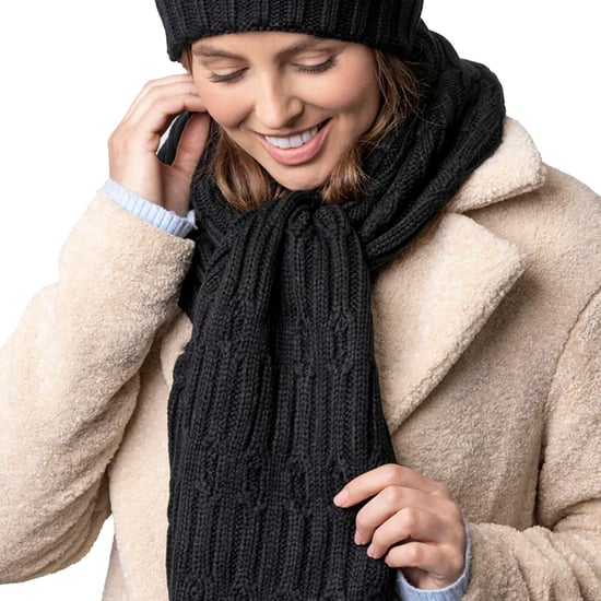 Damen-Set aus Strickmütze, Schal und Handschuhen | Wärmehalter | Mit Fleece gefüttertes Thermo-Kaltwetter-Set für Damen für den Winter, Schwarz - Image 5