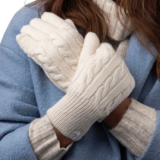 Damen-Set aus Strickmütze, Schal und Handschuhen | Wärmehalter | Mit Fleece gefüttertes Damen-Thermoset für kaltes Wetter für den Winter, Creme - Image 4