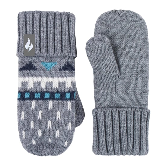 Wärmehalter - Jungen Outdoor Kunstfell Pom Pom Mütze mit Ohrenklappen & Fäustlinge Handschuhe - Pebble Melange - Image 4