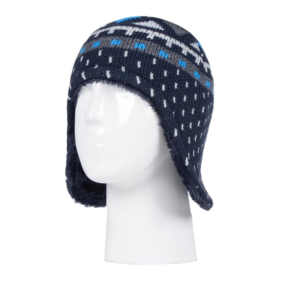 Wärmehalter - Jungen Outdoor Kunstfell Pom Pom Mütze mit Ohrenklappen & Fäustlinge Handschuhe - Navy - Image 3