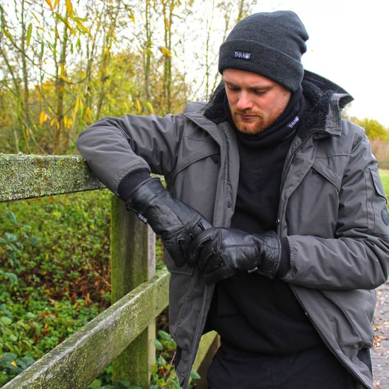 Herren Thinsulate Lederhandschuhe | THMO | Winter Outdoor Windproof Fleece Lining Lederhandschuhe in Schwarz - Schwarz - Image 5