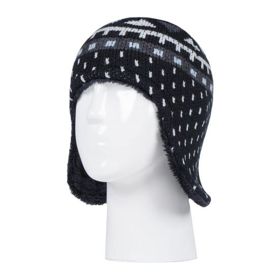 Wärmehalter - Jungen Outdoor Kunstfell Pom Pom Mütze mit Ohrenklappen & Fäustlinge Handschuhe - Schwarz - Image 3