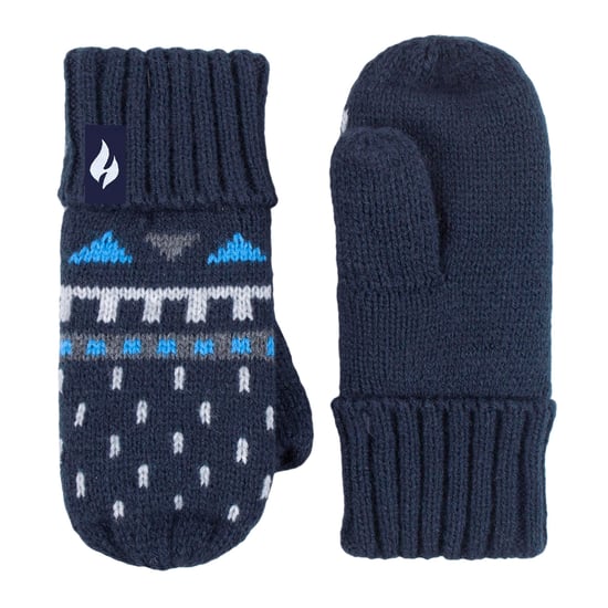 Wärmehalter - Jungen Outdoor Kunstfell Pom Pom Mütze mit Ohrenklappen & Fäustlinge Handschuhe - Navy - Image 4