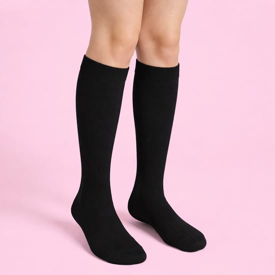 12 Paar Multipack Mädchen Kniestrümpfe | Atmungsaktive lange Baumwolle Schule Socken | Farboption - Grau, Schwarz, Weiß, Blau - Schwarz - Image 4