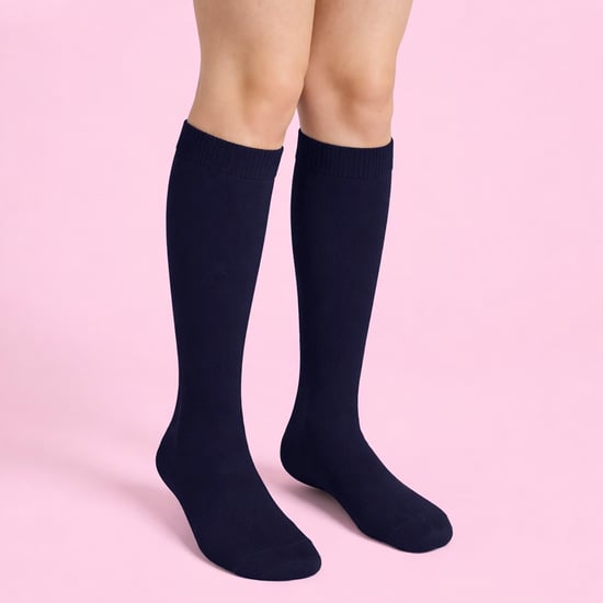 12 Paar Multipack Mädchen Kniestrümpfe | Atmungsaktive lange Baumwolle Schule Socken | Farboption - Grau, Schwarz, Weiß, Blau - Blau - Image 4