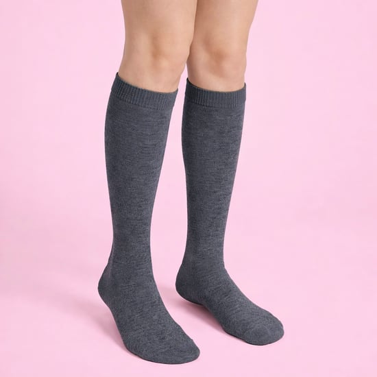 12 Paar Multipack Mädchen Kniestrümpfe | Atmungsaktive lange Baumwolle Schule Socken | Farbe Option - grau, schwarz, weiß, blau - grau - Image 4