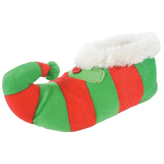 Neuheit Kinder Weihnachten Elf Hausschuhe | Funky Fleece Linied rot & grün gestreift Weihnachten Hausschuhe für Kinder - rot & grün - Image 5