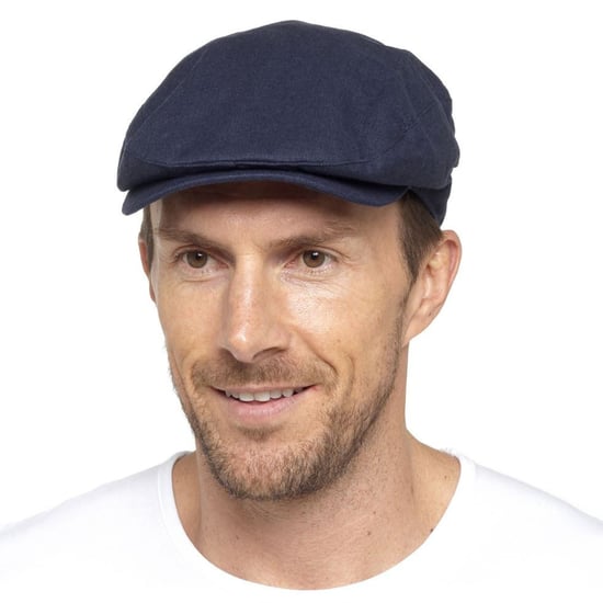 Flache Herrenmütze aus Leinen in Creme & Denim - Denim Blue - Image 3