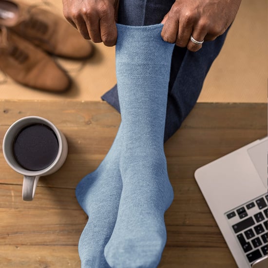 12 Paar Multipack Gentle Grip Top Diabetiker Socken | IOMI | Mid Calf Loose Top Non Elastic Cotton Socken mit Handlinked Seamless Toe - Blau - Image 3