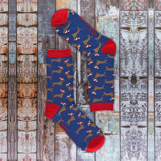 Herr Heron - Herren-Weihnachtssocken | Neuheit Bambus-Socken | Ruldoph & Santa gemusterte Socken | Geschenk für ihn - Schneeflocken (grau) - Image 5