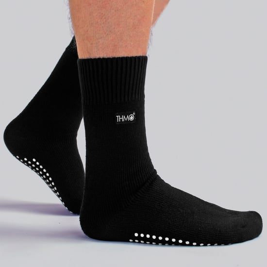THMO - 3 Paar Herren Fleece-gefütterte Hausschuhsocken mit Greifern - Schwarz - Image 3