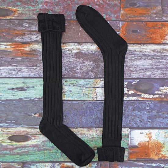 Herren Wolle Kilt Socken | Warm Knee High Socken | Atmungsaktiv Outdoor lange Boot Socken für Männer - Schwarz - Image 3