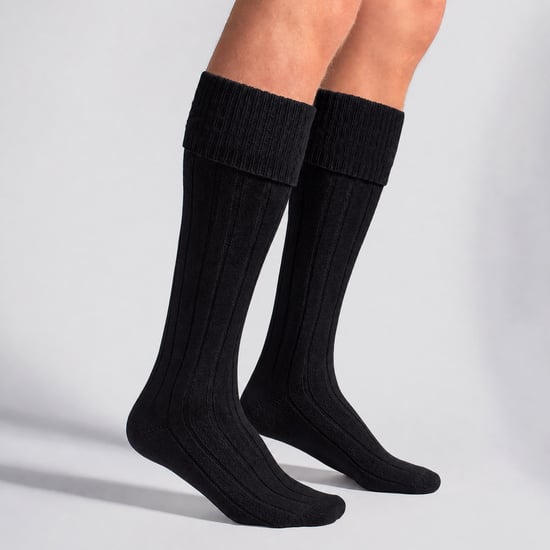 Herren Wolle Kilt Socken | Warm Knee High Socken | Atmungsaktiv Outdoor lange Boot Socken für Männer - Schwarz - Image 5