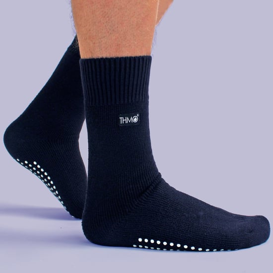 THMO - 3 Paar Herren Fleece-gefütterte Hausschuhsocken mit Greifern - Navy - Image 3