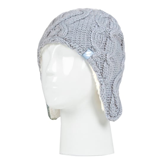 Wärmehalter - Mädchen Majestic Soft Cosy Kabel gestrickt Design Bobble Trapper Mütze und Handschuhe Handschuhe Set - Frost Grey - Image 3