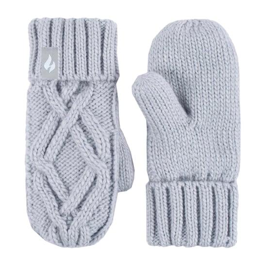 Wärmehalter - Mädchen Majestic Soft Cosy Kabel gestrickt Design Bobble Trapper Mütze und Handschuhe Handschuhe Set - Frost Grey - Image 4