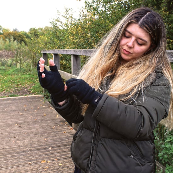 Fingerlose Damen-Thermohandschuhe | THMO | Winter-Fleece-gefütterte, weiche Thinsulate-Handschuhe für Damen, Schwarz - Image 3