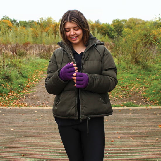 Ladies Thermal Fingerless Gloves | THMO | Winter Fleece gefüttert Soft Thinsulate Handschuhe für Frauen - Lila - Image 3