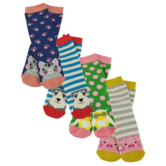Miss Sparrow - 4 Pack Mädchen Bambus Socken | Kinder Neuheit Tiermuster Socken in einem Geschenkkarton - sortiert - Image 3
