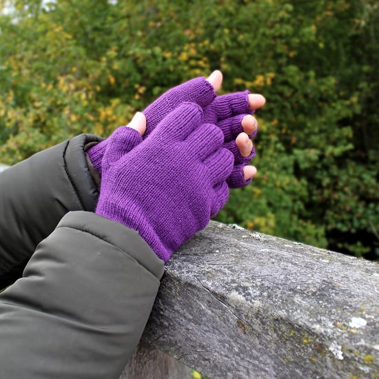 Ladies Thermal Fingerless Gloves | THMO | Winter Fleece gefüttert Soft Thinsulate Handschuhe für Frauen - Lila - Image 5
