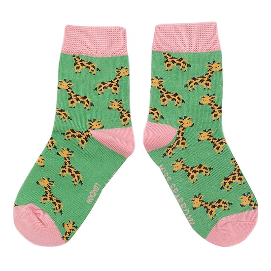 Miss Sparrow - 2er-Pack Mädchen Bambus Tier gemusterte Socken - Giraffen - Image 4