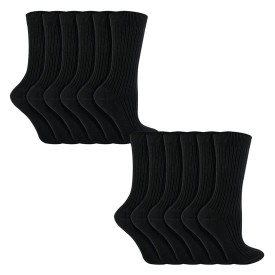 Sock Snob - 12 Paires Enfant Coton Chaussettes Uni Garçons et Filles Respirantes - Noir - Image 3