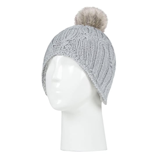 Wärmehalter - Mädchen Kabel gestrickt Beanie-Mütze mit Pom Pom Bommel für Winter | warme thermisch isolierte Mütze - Cloud Grey - Image 3