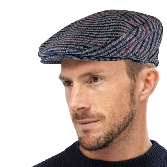 Herren traditionell überprüft Tweed flache Kappe | Socke Snob | Newsboy Style - GL228 Beige / Rot - Image 3