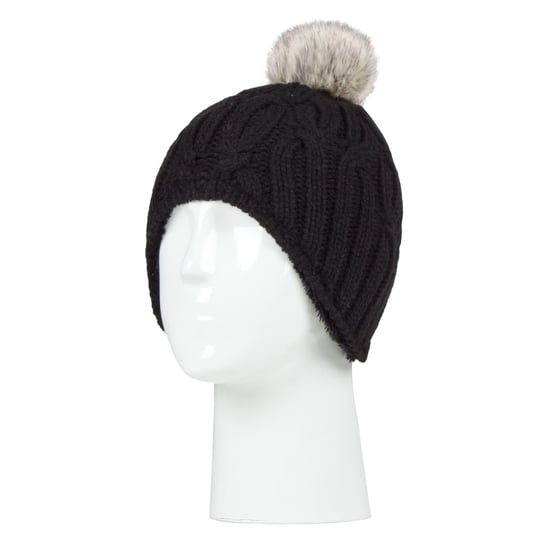 Wärmehalter - Mädchen Kabel gestrickt Beanie-Mütze mit Pom Pom Bommel für Winter | Warme thermisch isolierte Mütze - Schwarz - Image 3