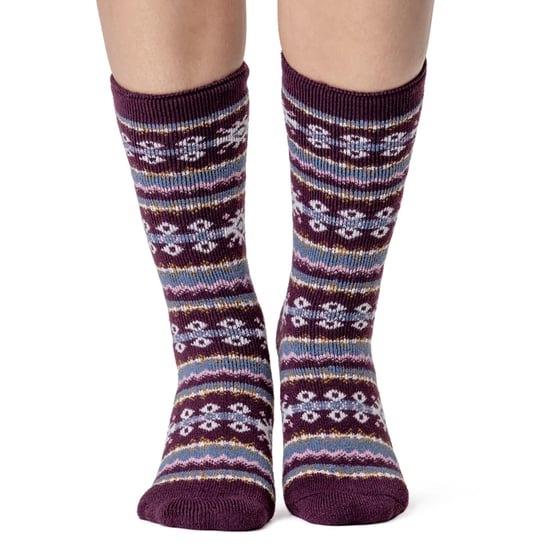 Ladies Nordic Socks | Heat Holders Lite | Lightweight Thermal Winter Socks for Women - Cabernet/Rose - Image 3