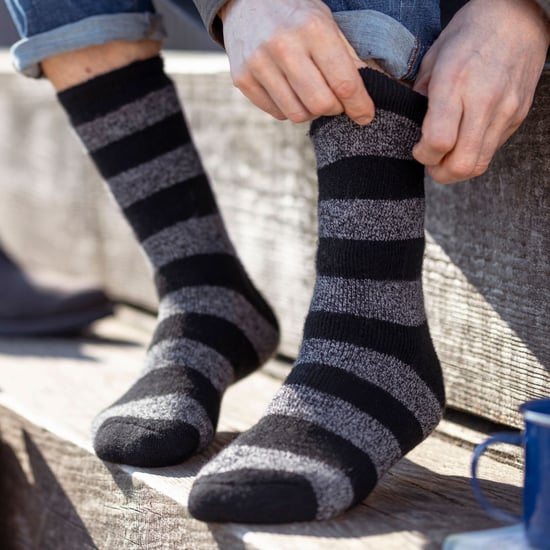 Wärmehalter - Herren extra dicke Thermosocken für den Winter | Warme flauschige Fleece isolierte Socken | Geschenke für Männer - Charcoal / Lila (Athen) - Image 5