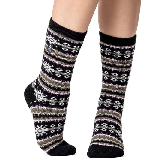Ladies Nordic Socks | Heat Holders Lite | Leichte Thermo-Wintersocken für Frauen - Schwarz/Olive - Image 3