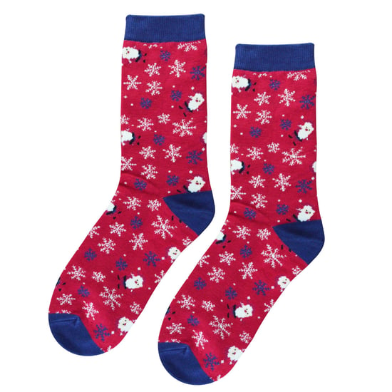 Miss Sparrow - Damen-Weihnachtssocken | Wursthund-Socken - Weihnachtshund (Denim) - Image 3