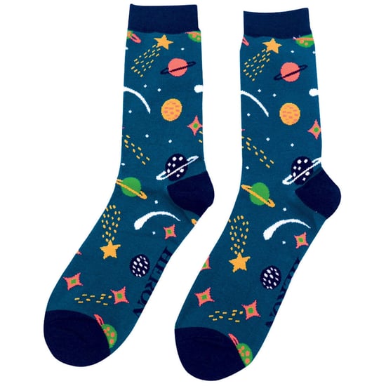 Mens Solar System Space Socken | Herr Heron | Neuheit Sterne Galaxie Planeten gemusterten Bambus-Socken - Raum (Navy) - Image 4