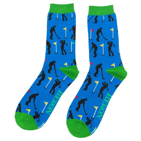 Herr Heron - Herren Neuheit lustig Golf Socken - Golfer (blau) - Image 4