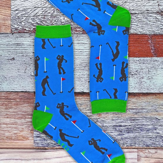 Herr Heron - Herren Neuheit lustig Golf Socken - Golfer (blau) - Image 5