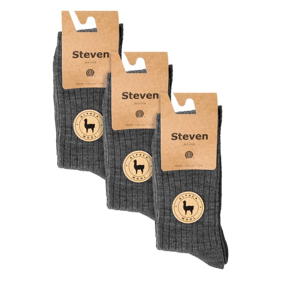 3 Paar Multipack Herren Alpaka Wolle Socken | Steven | Winter Thick Warm Boot Socken - Grau - Image 2