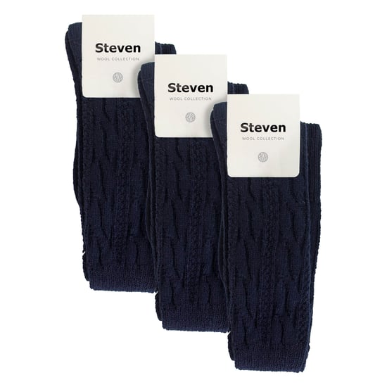 3 Paar Womens Over The Knee Wollsocken | Steven | Ladies Extra Long Wool Socks - Blau - Image 2