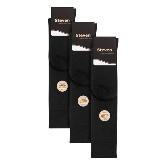 Steven - 3 Paar Multipack Herren Kniestrümpfe aus Merinowolle - Schwarz - Image 2